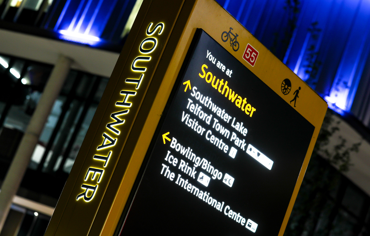 Picture of an information board in Southwater Square in Telford